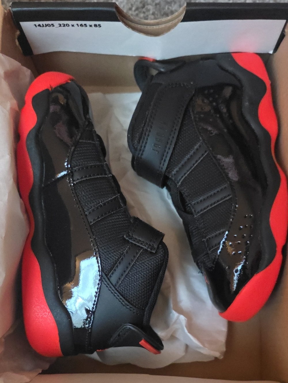 Jordan Kids Black and Red High-Top Sneakers